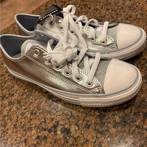 Converse CTAS OX Low top metallic granite glitter Silver Athletic Shoe Sz. 8